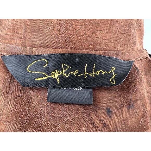 Sophie Hong Hand Dyed Silk Tailored Jacket Top Black Brown Size Medium - Picture 14 of 16